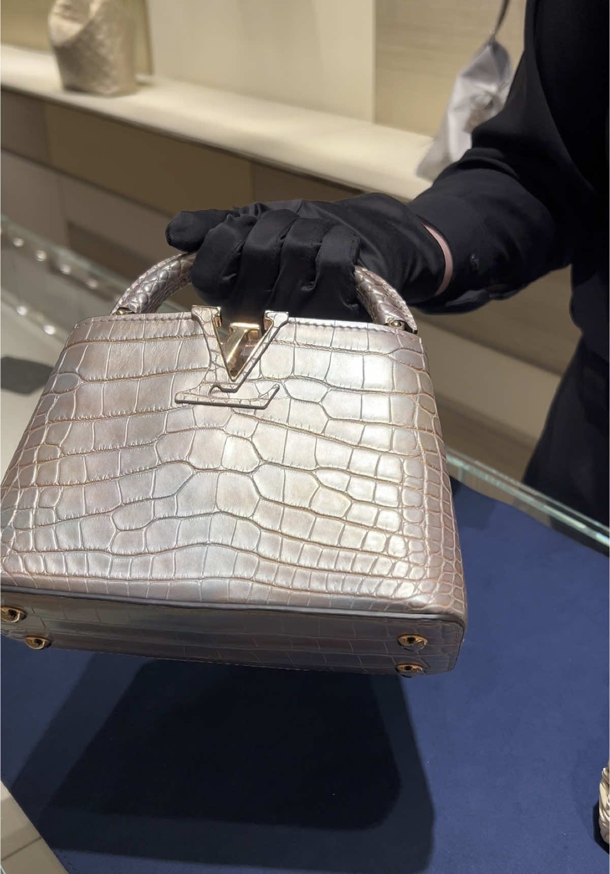 This pink, iridescent, croc capucines mini😍 going for 25,250. Message for purchase and enquiries. #louisvuitton #croc 