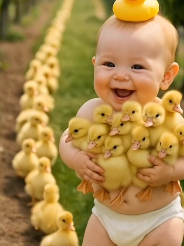 cute baby laughing 😂 followed by ducks ducks 🦆 🦆. #baby #fyp #pets 