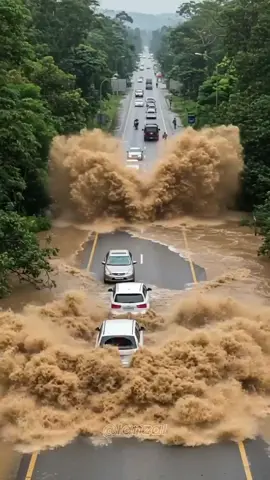 videoeditan AI menerjang jalan raya #fyp #tiktok #banjir #videoAI 