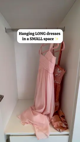 Stop unnecessary creasing on your dresses.✨  No more dresses dragging on your wardrobe floor with this hack.  Like and follow for more!  #clothesorganization #longdresses     #closetorganization #organising  #organisinghacks #foldinghacks #wardrobeorganisation #organiser #Home 