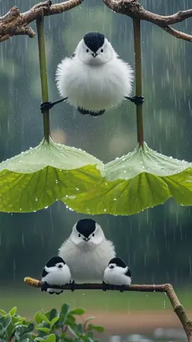 Mother bird sheltering their kids 🤩💕🤩#fyp #fypシ #fypシ゚viral #birdslover 