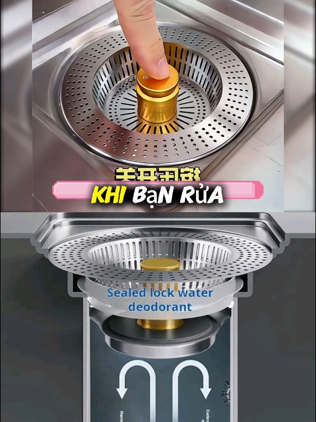 Bộ lọc rác bồn rửa chén. Ngăn mùi triệt để #bolocracinox #bolocracbonrua #bolocrac 