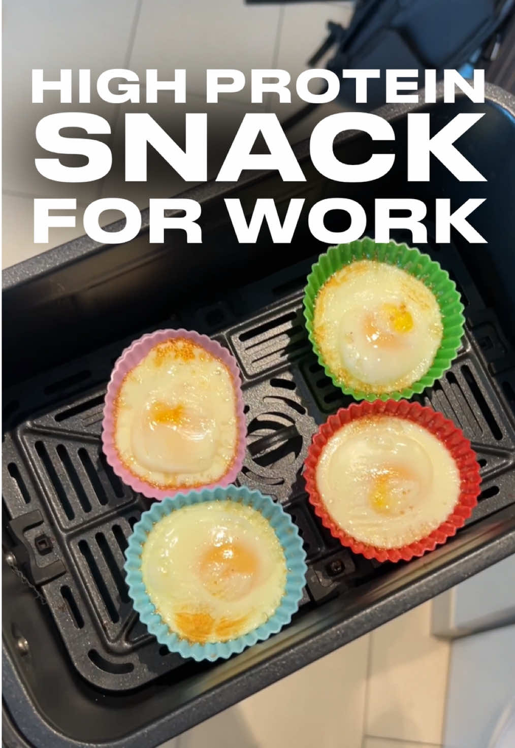 High-protein. Zero effort. Perfect for work. 🍳 If you’re serious about hitting your protein goal, even at the office - try this: Crack 1 egg into a muffin tin (remove yolk if cutting). Air fry. Done. Easy. Portable. Protein-packed. 📦 No excuses to skip your nutrition just because you’re at work. 🤝 Follow me for real-life fitness meals, hybrid training & performance nutrition.