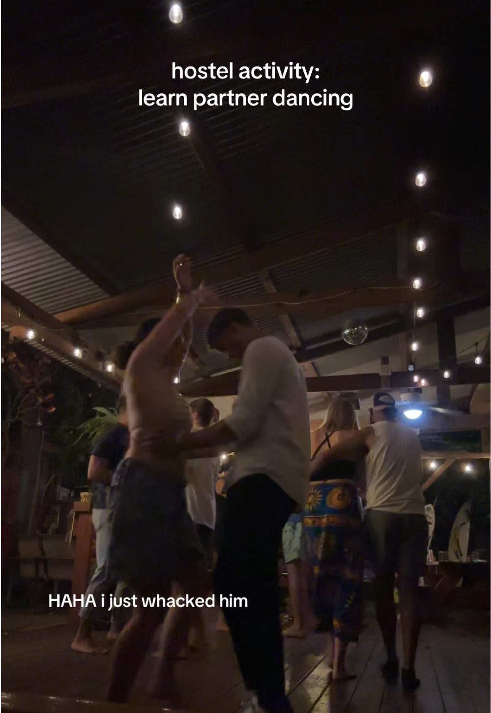 i forget what this type of dancing is called but it was fun. he joined when we already learned everything so he did pretty good with limited practice #partnerdancing #hostellife #solotravel #hawaii #TravelMemories @Bananabungalowmaui 