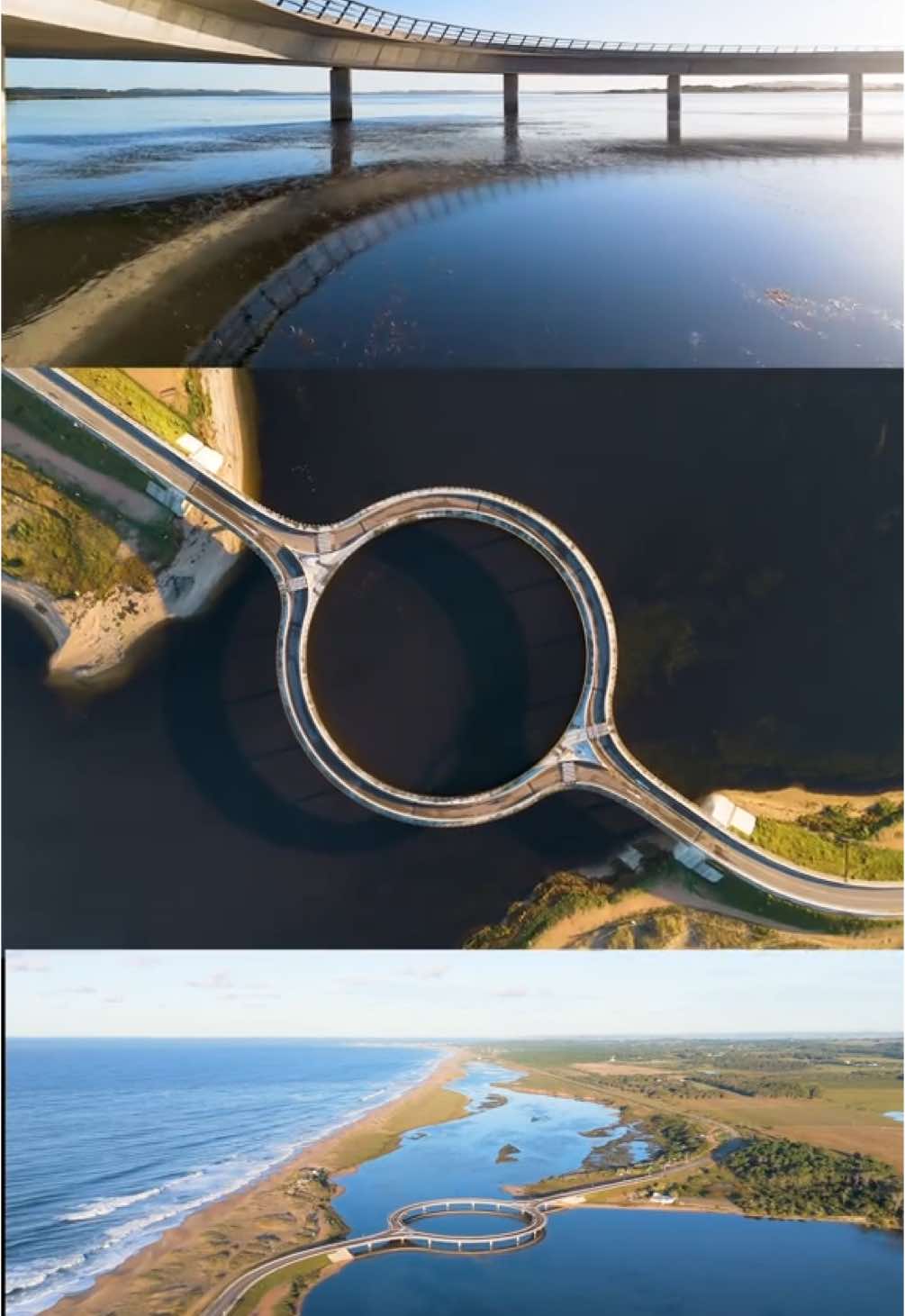 La laguna Garzón y su iconico puente redondo que separa las costas de Maldonado y Rocha. Esta increible obra civil se encuentra a pocos kilómetros de José Ignacio // Ig @fishsurf_uy