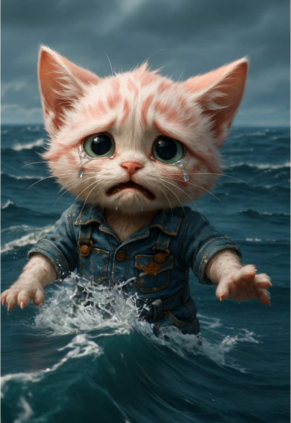 Poor Cat Is Rescued By A Mermaid😔🧜‍♀️ #cat#ai#viral#viralvideos#emotional#animation#cutecat#heart#trends 