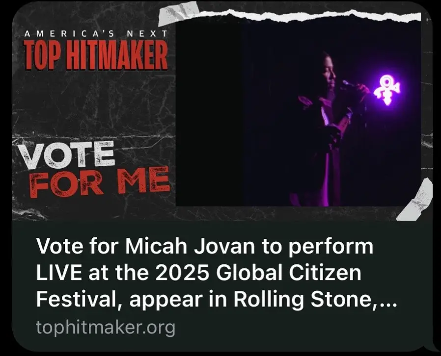 😎 It’s contest time again!! I’m in America’s Next Top Hitmaker music contest. If you voted for me in the last contest, THANK YOU!! ❤️ If you didn’t, here’s your chance. 🫶🤩  Click the link (image) below to view my profile and vote free (or paid) DAILY. PLEEEEASE SHARE!!! 🙂‍↕️🫣 💻📱 https://tophitmaker.org/2025/micah-jovan