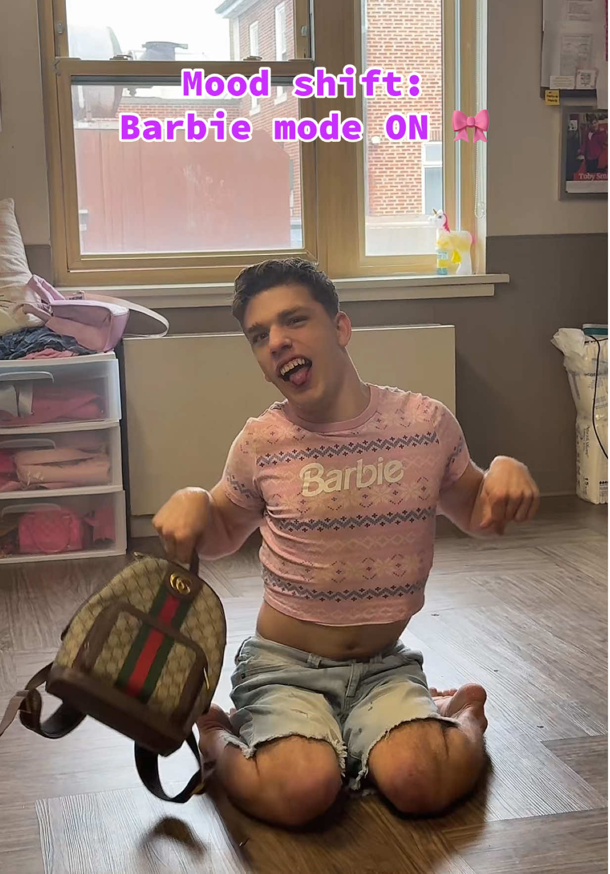 From chill to BAM 💥 — Barbiecore magic in motion ✨ This look is all about sweet power: 🎀 Forever 21 Pink Barbie Crop Top   👖 Born Primitive Denim Shorts   👜 Gucci Backpack for that luxe vibe Serving confident, nostalgic, and playful realness 💅   Perfect for a TikTok transition that goes from soft to STRIKING 💗   Because every day deserves a fashion moment... even if it starts in chill mode 🎬 #Barbiecore #OOTD #TikTokTransition #Forever21Style #GucciVibes