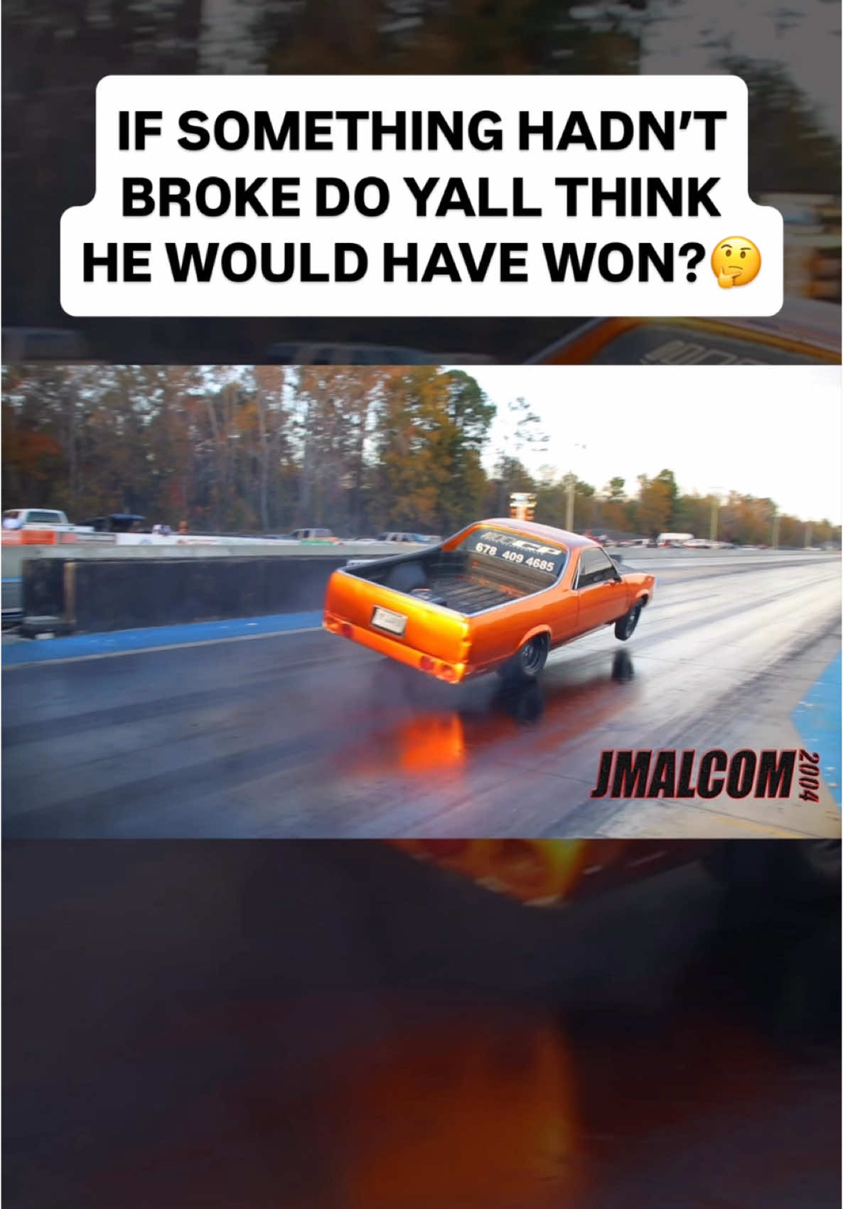 If he had not broke he may have had the win #dragracing #dragrace #nitrous #smallblock #smallblockchevy #horsepower #fast #speed #gbody #elcamino #chevy #chevrolet #hotrod 