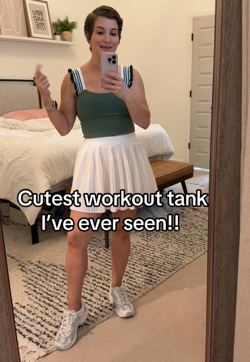 This workout tank with the thick ruffle straps is too dang cute! So many fun color options! Linked at the orange cart below. #workoutmotivation #workouttank #tanktop #activetank #sportsbra #tiktokshopcreatorpicks 