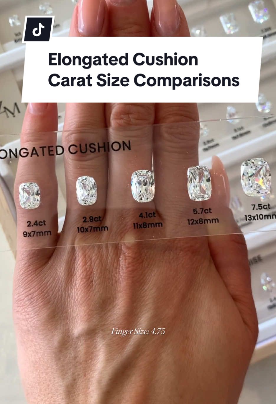 Replying to @Mel🍉 Same shape, different impact ✨ See how each carat size transforms the look of our elongated cushion cut—because sometimes, size does matter. 💍 Which one is your perfect fit? #Elongatedcushioncut  #CaratComparison #CushionCut #EngagementRing #elongatedcushionengagementring 