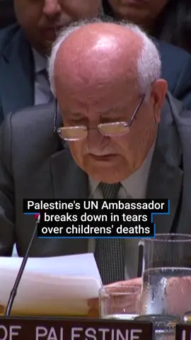 Palestinian Ambassador to the United Nations Riyad Mansour delivered an emotional address to the U.N. Security Council, breaking down in tears as he described the suffering of Palestinian children amid the ongoing war in Gaza. Mansour slammed his fist on the table and broke down crying, pausing his speech. Israel's assault on Gaza has killed more than 54,000 Palestinians, officials say. #palestine #gaza #israel #news #worldnews #fyp