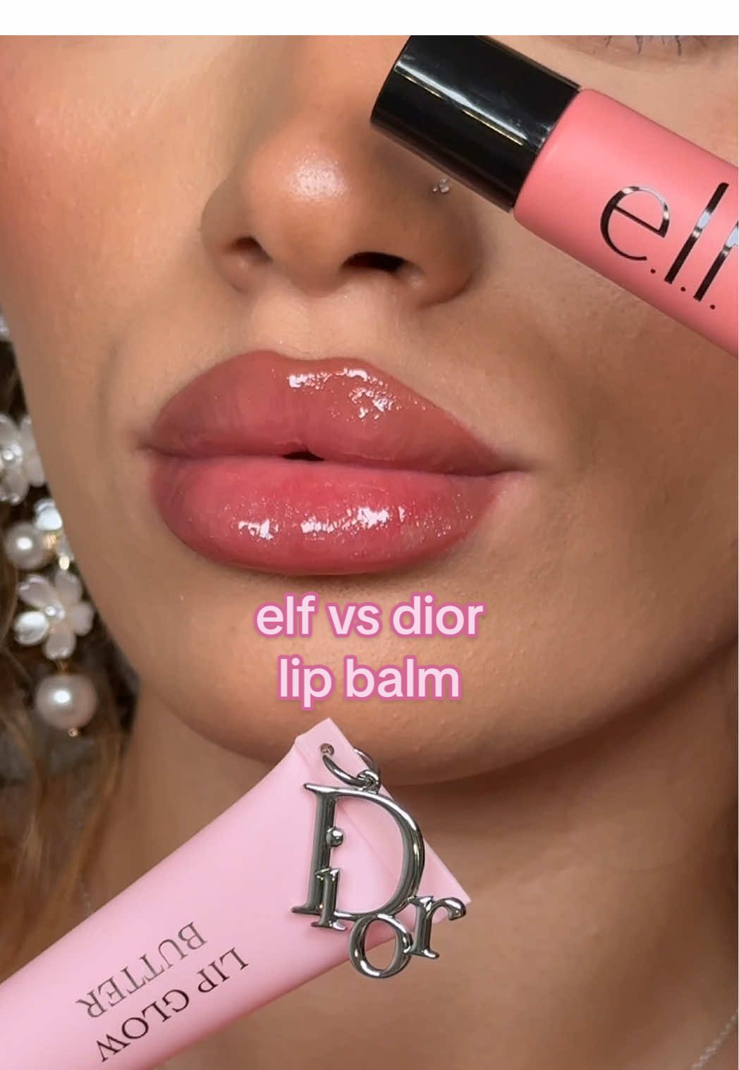 i had to do a swatch comparison of the new dior lip glow butter ‘101 glazed pink’ and the elf glow reviver melting lip balm ‘strawberry shortcake’ and i love both 🎀🍓 £33 vs £9.. which is your favourite?  @Diorbeauty @e.l.f. Cosmetics @e.l.f. Cosmetics UK   #dior #diorbeauty #diormakeup #lipbalm #lipswatch #elfcosmetics #eyeslipsface #elflipbalm 