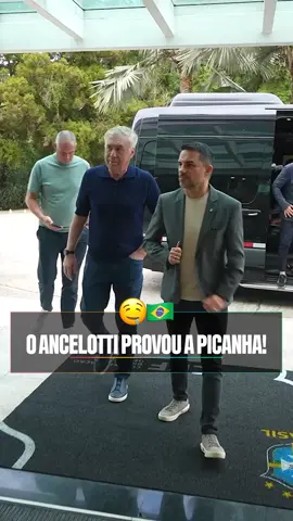 O CARA PROVOU O CHURRASCO BRASILEIRO! 🍖🇧🇷😋 O novo treinador da Seleção, Ancelotti, visitou as instalações da Granja Comary e teve direito até a churrasco, beleza?! Pra ficar mais ambientado, só faltou o pagode! 🤣 Será que o homem gostou do que viu no CT do Brasil?! 🤔 📹 CBF TV #brasil #ancelotti 