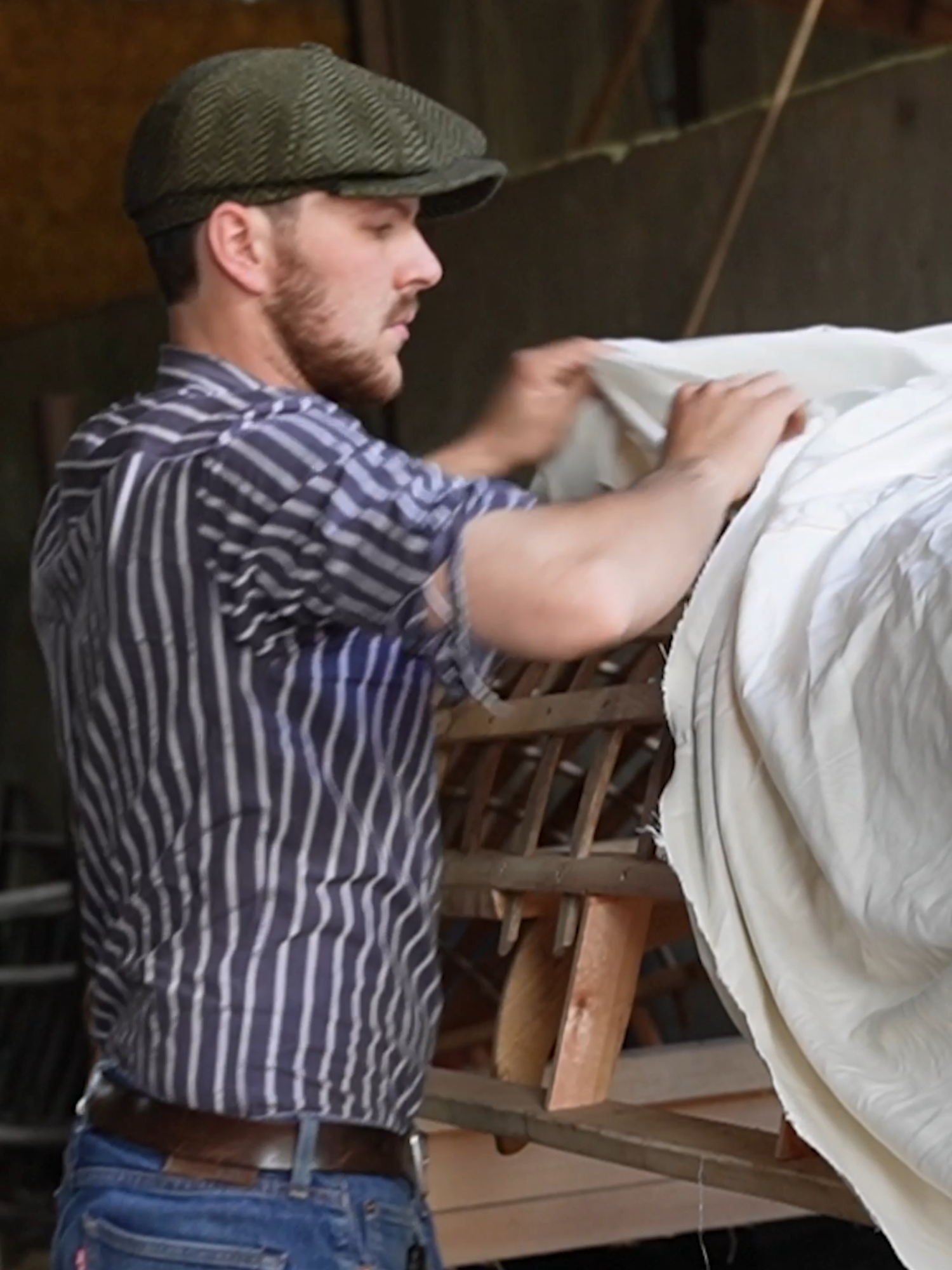 Adding The Canvas #ireland #currach #canvas #traditional #woodwork #boatbuilding