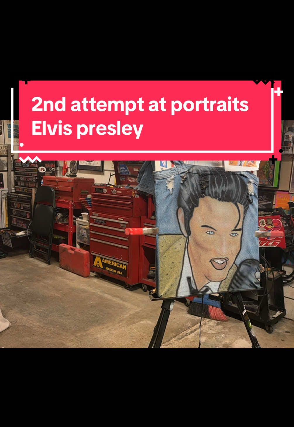 Here is my second attempt at airbrushing a portrait, and I chose to do Elvis Presley this time #artreveal #art #portraits #airbrush #elvis 