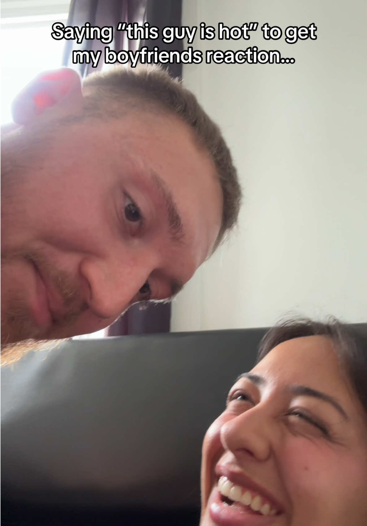 The way his head popped in 😭 #fyp #couplescomedy #couplescontent #boyfriendreaction #relationships #calebnandrea 