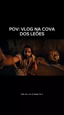 Daniel na cova dos leões, registrou tudo! 😅. Feito com a IA do Google Veo 3. . #googleveo3 #veo3 #ai #ia #POV #Vlog #povia #povviral #viralreels #viral #gemini #biblia 