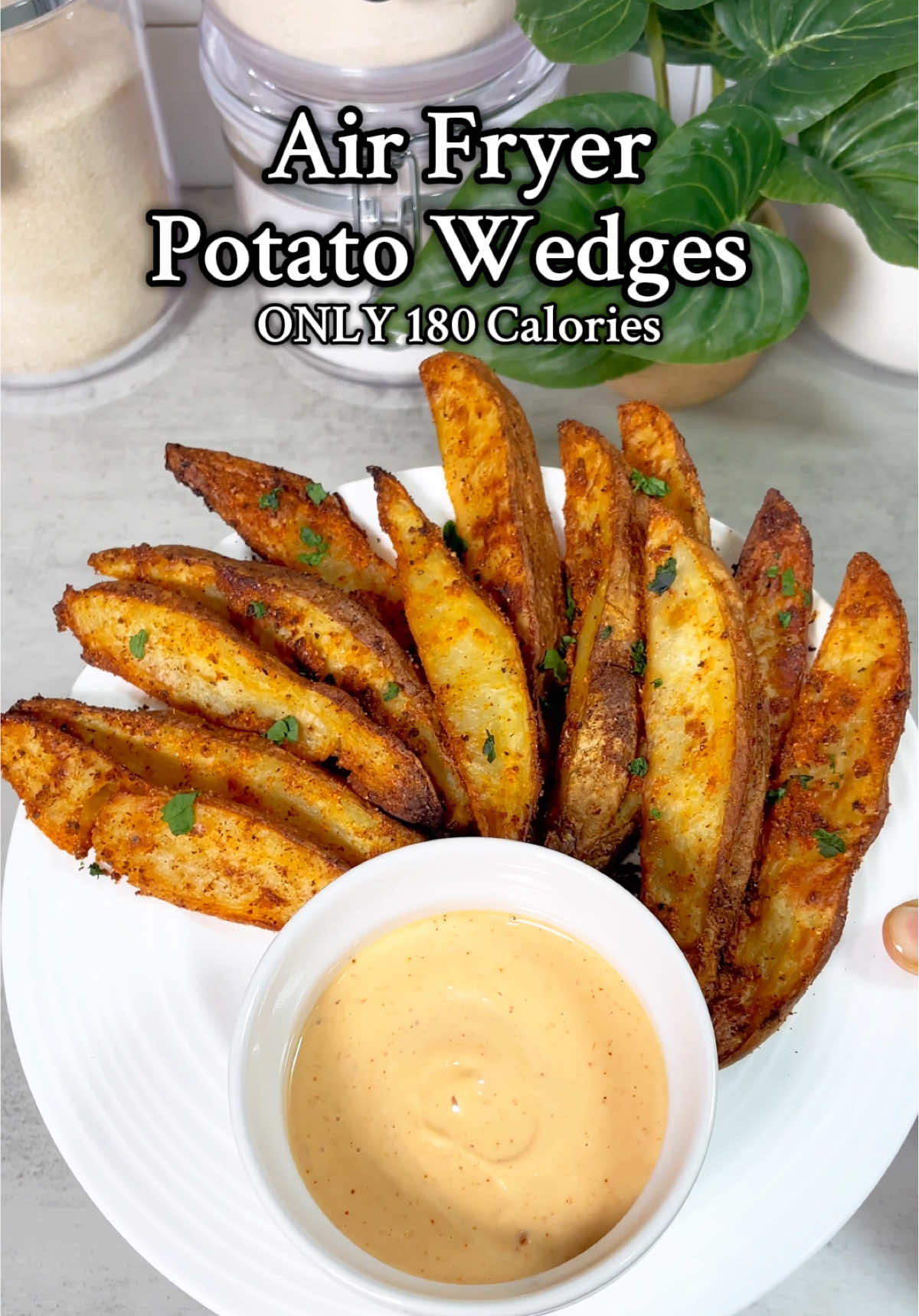 air fryer potato wedges (:  ✅ grab my cookbook for more recipes, the link is in my bio (: ✅ the recipe is only 180 calories for all the potato wedges!  #potatowedges #fries #healthyrecipes #EasyRecipe #airfryerrecipes #lowcalorie #creatorsearchinsights 