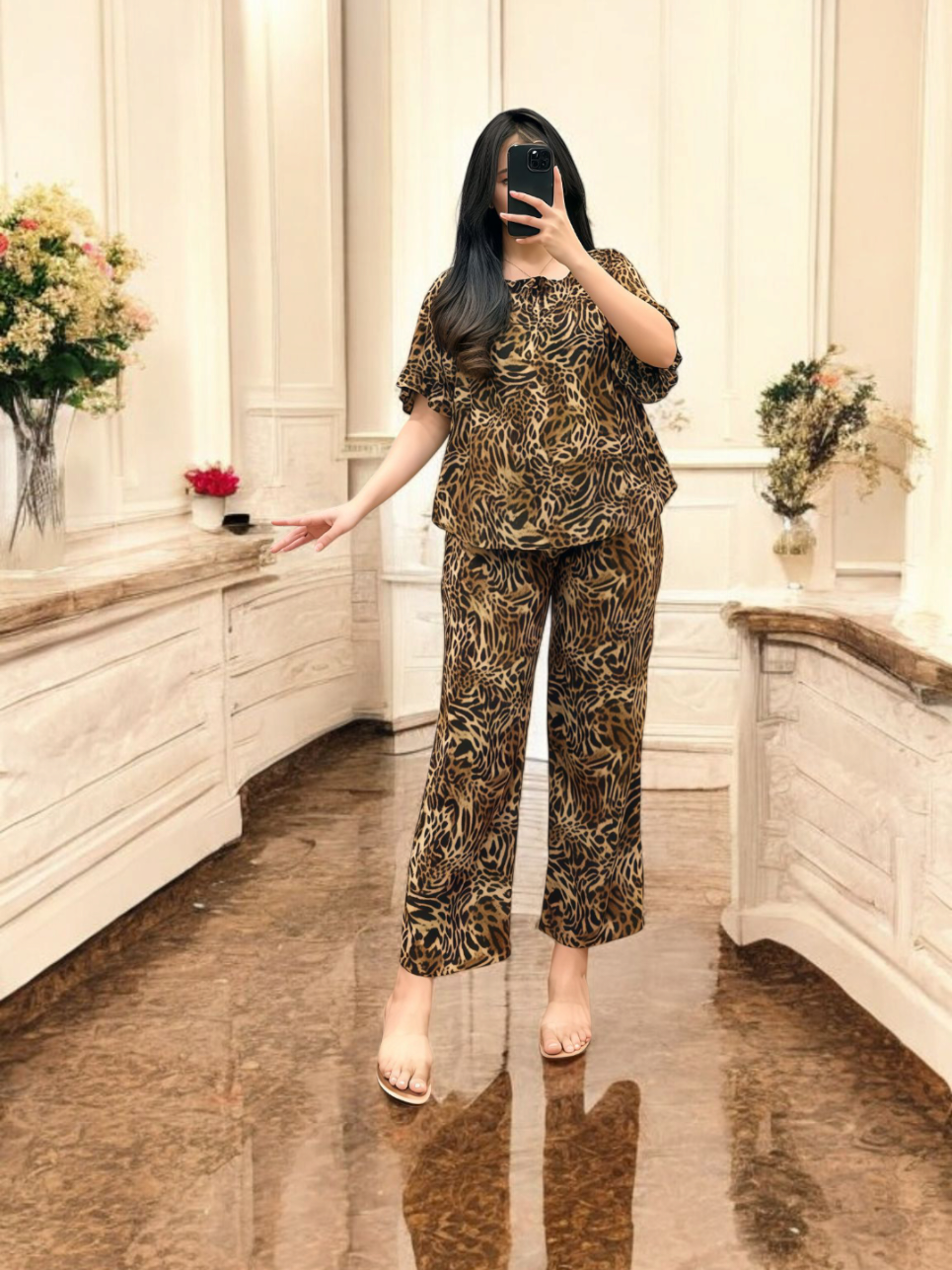 Amariel Julia OneSet Piyama Setelan Atasan Baju Celana Panjang Tidur Nyaman Adem Ruffle #bajutidur #piyama #setelanwanita 