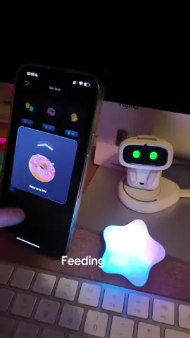 Aibi ate a donut and smiled like never before.😝#aipet #aibi #cuterobot #fyp #livingai #aibipet #techtok #aibot #pocketpet #robot 