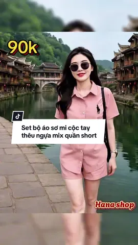 Set bộ áo sơ mi cộc tay thêu ngựa mix cùng quần short lên form che khuyết điểm cực đỉnh#setboxinh #xh #thoitrangnu #hanashop_26 #setbomacnha #setbonu #aosomi #aosominu #tiktokthoitrang 