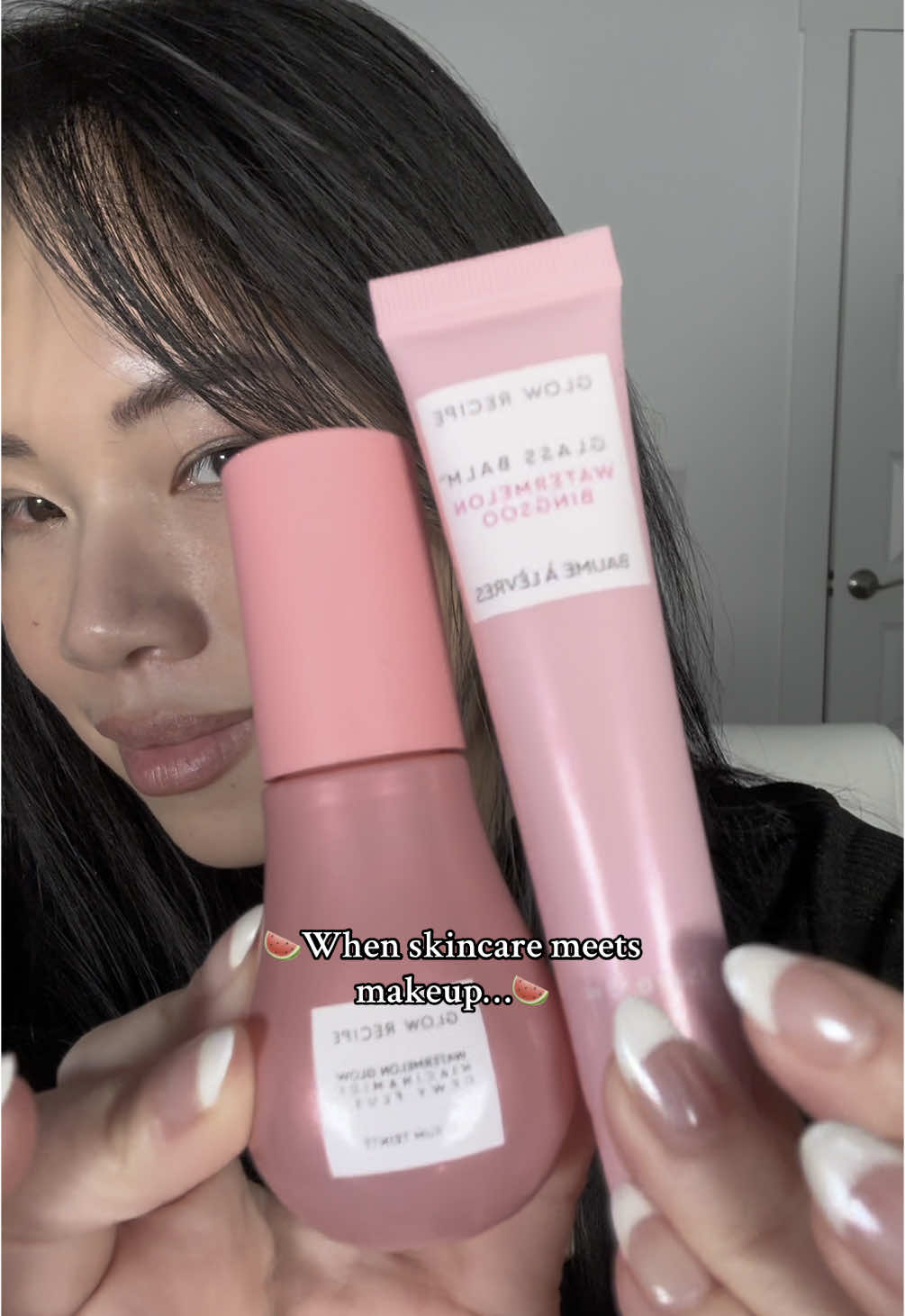 Makeup meets skincare era ✨ The new @Glow Recipe Glass Balms are a great addition to their makeup line. Infused with hyaluronic acid microspheres and glycerin, they’re lightweight yet super glossy, and they smell like watermelon 🍉 I love pairing them with the Watermelon Glow Niacinamide Dewy Flush for that extra dewy glow.  . #glowrecipe #skincare #lipbalms #cleangirlaesthetic 