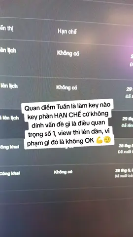 Không có bất cứ hạn chế nào khi up video đã là thành công bước đầu 😜😜👍👍👍 -------------- Nếu bạn muốn học làm YTB ngoại từ đầu, siêu tiết kiệm, thì cứ nhắn Tuấn 👍  - Mình gửi file huớng dẫn chi tiết làm 20 chủ đề (key) ngon nhất hiện nay - Người mới học làm thoải mái, chỉ cần Máy tính + CapcutPc pro là làm tốt - Cung cấp tool free 100%, key ngon, kênh mẫu làm theo luôn, khỏi cần tự đi tìm ở nexlev, 1of10... - Không mua tool, không cần mua tài khoản AI đắt đỏ, không nhóm Zlo - Tuấn check video đạt mới upppp kênh - Phí học từ 500k là đủ để bắt đầu ngay hôm nay. Bạn thích sự tiết kiệm, đầu tư thông minh ...thì nhắn Tuấn để xem, học thử qua video hướng dẫn nhé 👍 #kientienonline #kiemtienyoutubeviewngoai #youtubeviewngoai #kiemtienmmo #lamyoutube #lamyoutubeviewngoai #youtube #kiemtienyoutube #hocyoutube #20keyyoutubeviewngoai  #youtubengoaivoituan 