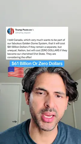 #PresidentTrumpOfferToCanada #Dollar61BillionOrZeroDollar #51stStateOrSeparateCountry #NiceOfferToCanada #GoldenDomeMissileDefenceSystem 