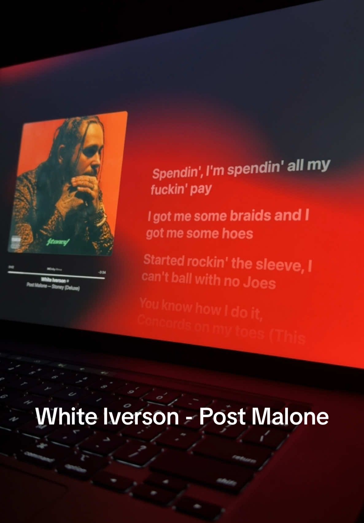 White Iverson - Post Malone #whiteiverson #postmalone #fyp #fypmusic #song #lyrics 