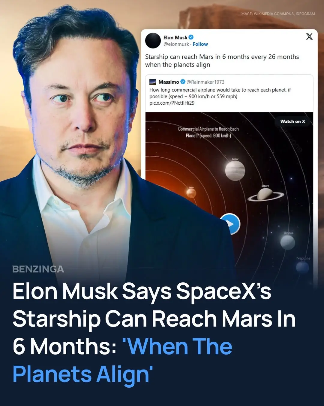 Tesla and SpaceX CEO Elon Musk said that the company's Starship rocket, a crucial element in the billionaire's plans to set up a colony on Mars, can reach the red planet in 6 months. A user shared a post on the social media platform X with a video that showcased how long a commercial airliner would take to fly to various planets in the solar system on Monday. Musk took to X and quoted the video. 