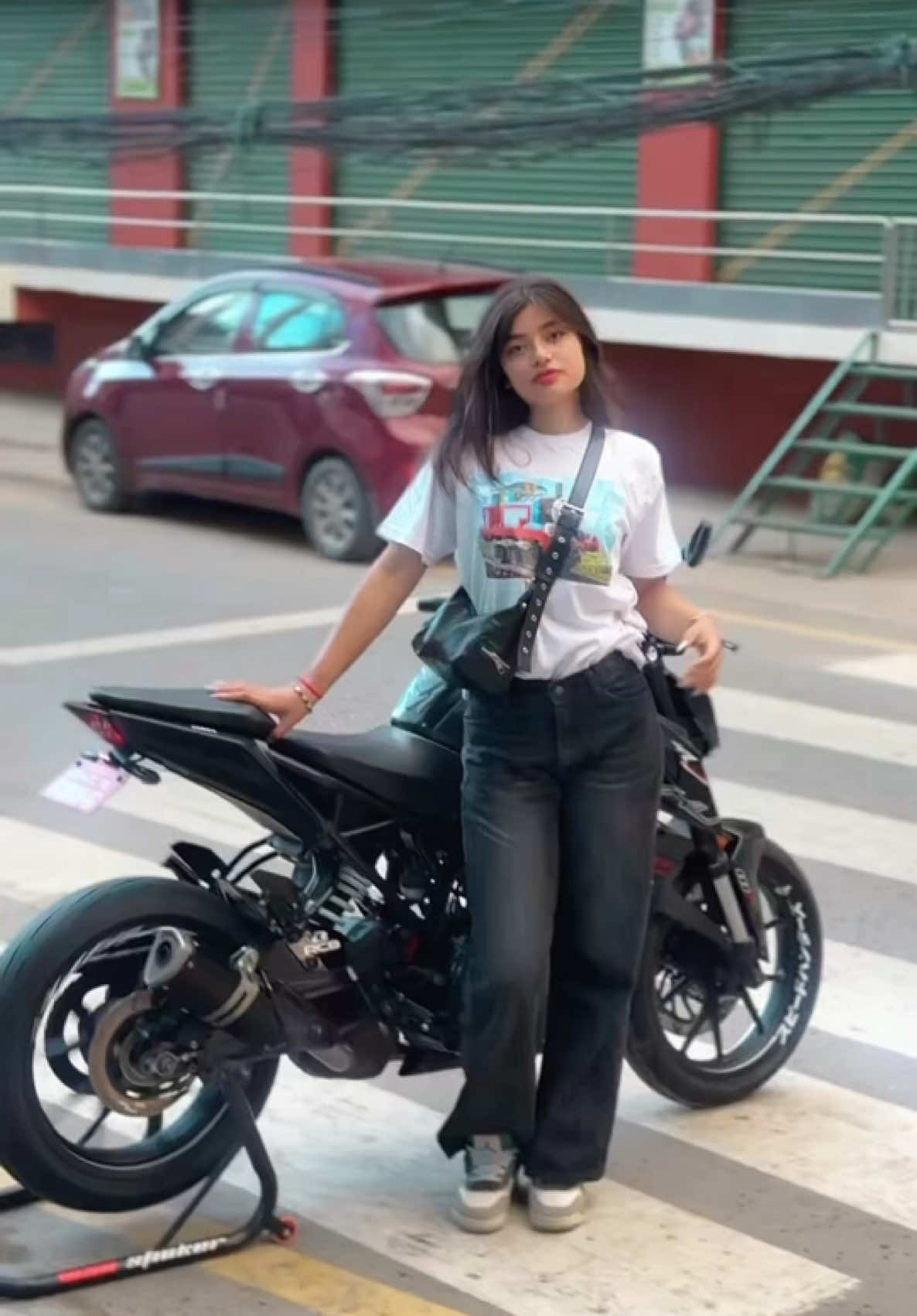 Gundini ho ne feri 💀😎 #duke250ladyrider #fyp #peaceandlove #duke250modified💚👀💥 #prabinaduku #viral #summerride #rainyday #viral 