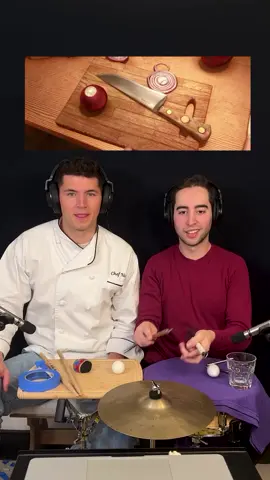Ratatouille Sounds! with @nick.digiovanni :) . Four years ago I released my original “Rhythms of Ratatouille” video, which completely changed the course of my life. I had zero prior experience with foley (the art of sound effects) – I just thought it would be fun to try. Fast forward and now these videos have taken me all over the world, brought together millions of people online, and become my full time job! What the heck! . What better way to commemorate the anniversary of the video than recreating it with celebrity chef and superstar food creator Nick DiGiovanni! Did you know Nick trained a real life rat to make real life ratatouille? To his list of accomplishments we can now add that he’s used painter’s tape to make the sound of an egg! . I love making these videos with friends now – it’s so much fun to see the joy that comes over someone when it finally clicks. I think Nick catches the spark during the chopping section. He chops that green vegetable 28 times. Can you follow along? . The movie Ratatouille is all about the fact that “Anyone Can Cook.” It’s really true, you just have to try (and fail) a bunch of times. Here’s to making stuff with your friends! What’s more fun than that? . #rhythmsofcomedy #ratatouille #food #cooking #soundeffects #satisfying #movies #pixar #chef #musician #drums #rhythm #viral #sounddesign 