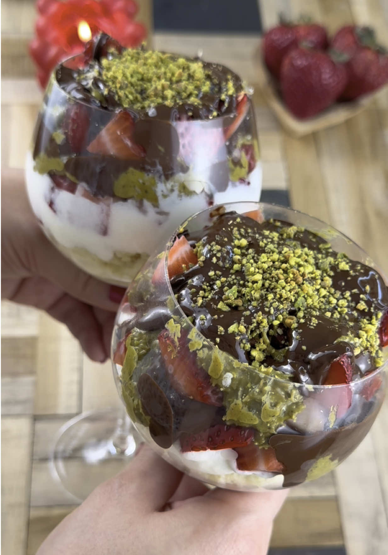 Strawberry Pistachio Dream Dessert in a Glass 🍓🍷 Here’s how I layered this cool, fruity, nutty delight—perfect for summer nights or a fancy treat! 🥄 Build it like this: 🍰 Soak vanilla sponge cake in sweetened milk 🍦 Add a swirl of whipped cream 🍓 Layer in juicy fresh strawberries 💚 Spoon over homemade pistachio butter + crunchy kataifi (Kadayif) 🍫 Pour a generous layer of melted dark chocolate 🌿 Finish with a sprinkle of crushed pistachios 🍷Served in a wine glass for that extra luxury vibe. ✨Tag your dessert bestie, raise your glass, and cheers to chocolate dreams! . @elly.bakehouse @elly.bakehouse @elly.bakehouse . . #pistachio #pistachiobutter #dubaichocolate #dubaichocolatestrawberries #chocolatestrawberries #strawberries #chocolate #glassdessert #easydessert #fyp #viral #viralreels #supportsmallbusiness #ellybakehouse