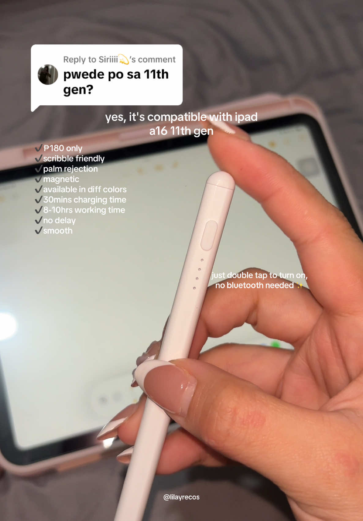 Replying to @Siriiii💫 affordable stylus pen ✨ #styluspenforipad #ipadstyluspen #ipad11thgen #ipadpink11thgen #fyp 