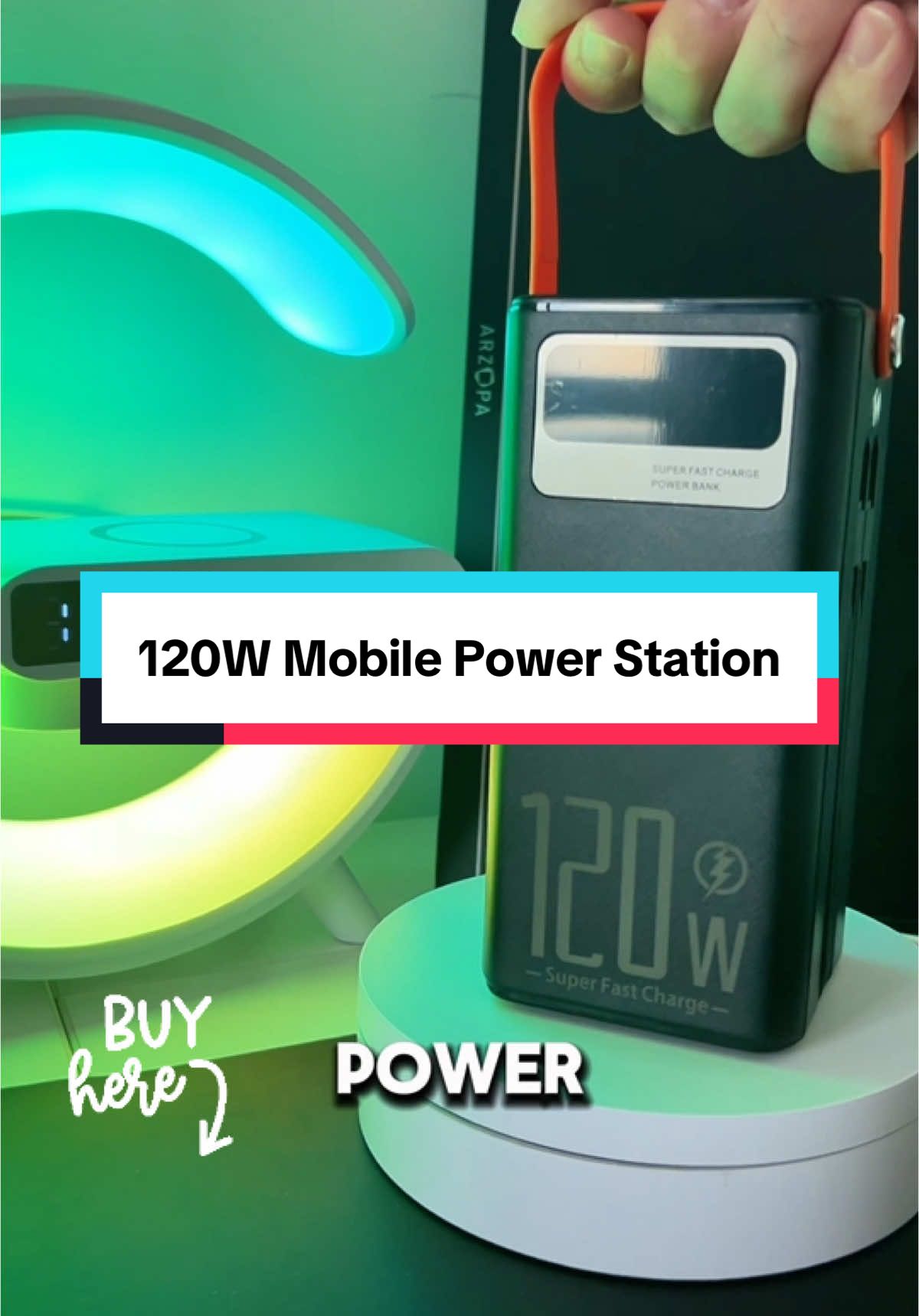 [120W FAST CHARGING] 120W 160000mAh Power Bank with Built-in Cables and LED Light for Travel and Camping #createtowin #goodthing #powerstation #powerbank #fastcharging #LED #travel #camping 