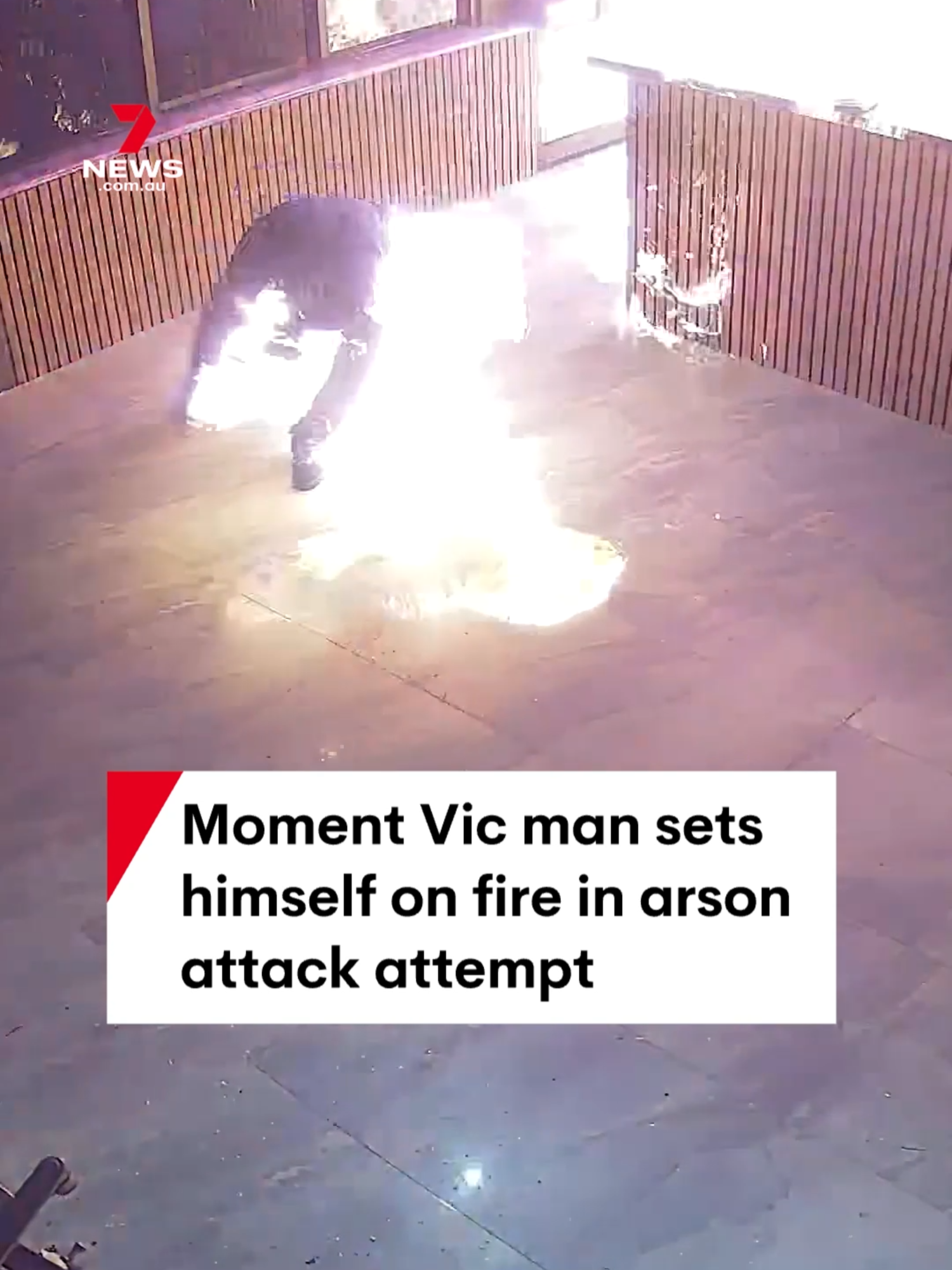 Victoria Police has released security camera footage of a bungled arson attempt in Melbourne that took place on May 21, 2024, in their hunt for the alleged culprit. #arson #fail #crime #police #Melbourne #7NEWS