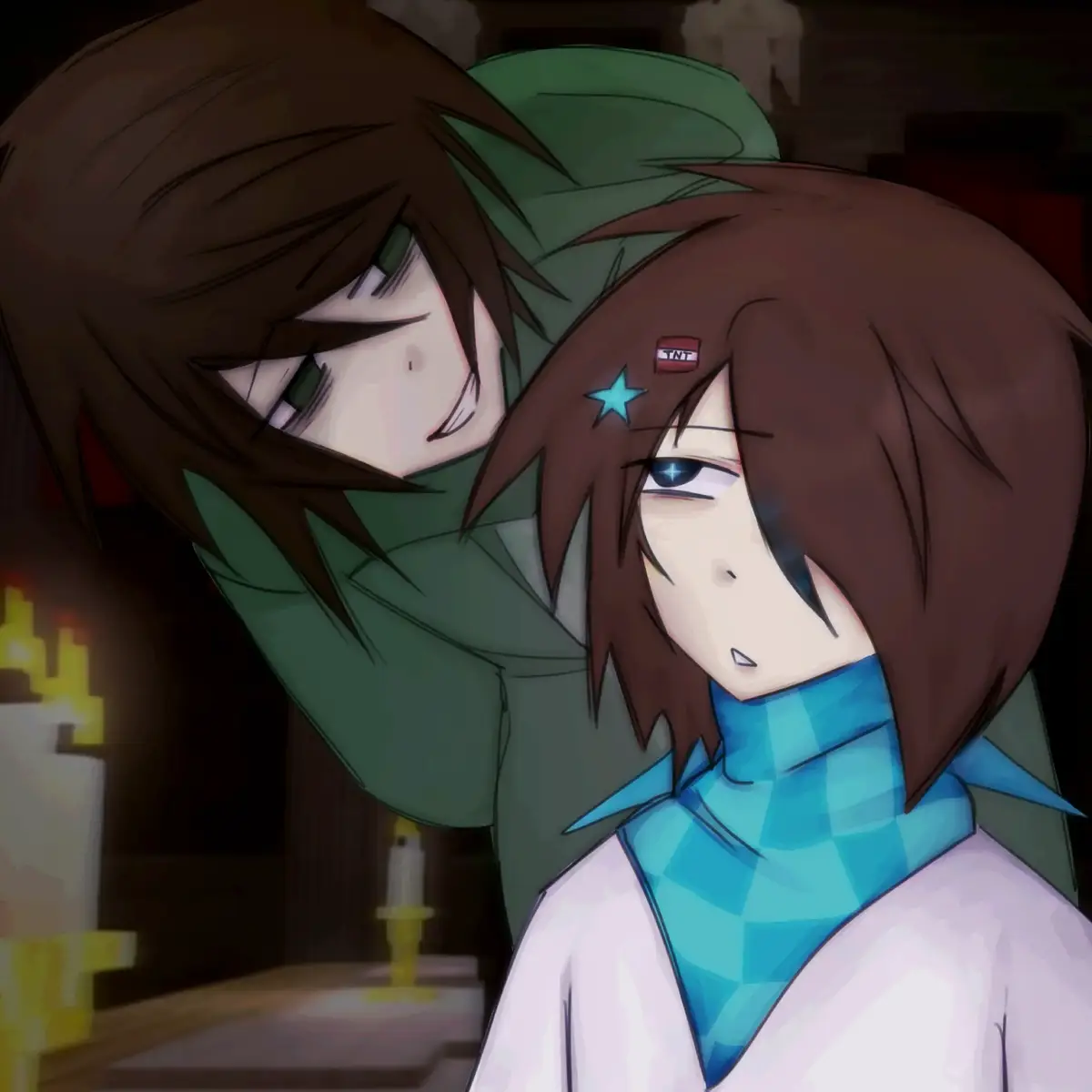 – Да, взрывал, – Усмехнулся Лололошка, осматривая комнату с накрытым столом и камином, из которого пытался выбраться огонь, как будто-то бы наволю прося. – А тебе смотрю очень интересно? Или не веришь мне? Эбардо склонившись над Ло, окинул того взглядом, прищурившись. Вся комната будто сжималась от чьего-то взгляда, что даже Великому злодею становилось некомфортно в ней находится.  – Глядя на тебя, в это трудно поверить. (7 утра, я не спал) #лололошка #эбардо #майнкрафт #сезонылололошки #голосвремени #Minecraft #минилололошка 