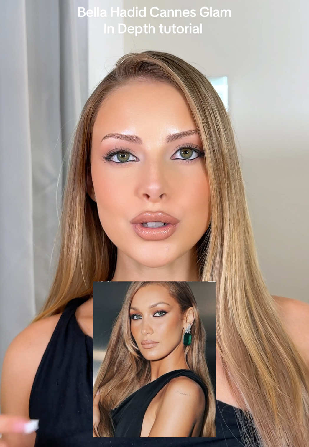 Bella Hadid Cannes Glam in depth tutorial 🖤 @nufaceid @Saie @makeupbymario @Kylie Cosmetics @Morphe Cosmetics @Valentino.Beauty @Charlotte Tilbury  #bellahadidmakeup #cooltonedmakeup #belaahadidcannes #bellahadid 