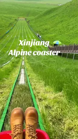 Xinjiang Grassland  Alpine coasters, 40 yuan sahaja boleh dapat view grassland tercantik di china#china #fyp #xinjiang 
