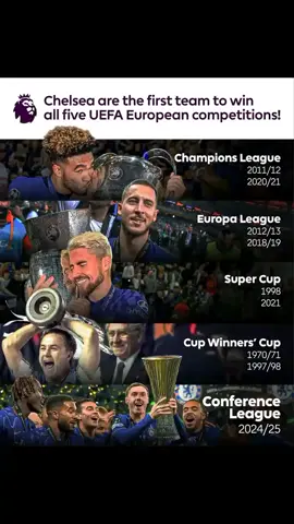 Set complete ✅ Chelsea are the first club to win every European major honour 👏 #chelseafc #uecl #UECLfinal #chelsea #festmanliveupdatebackup #chelseafc💙💪 