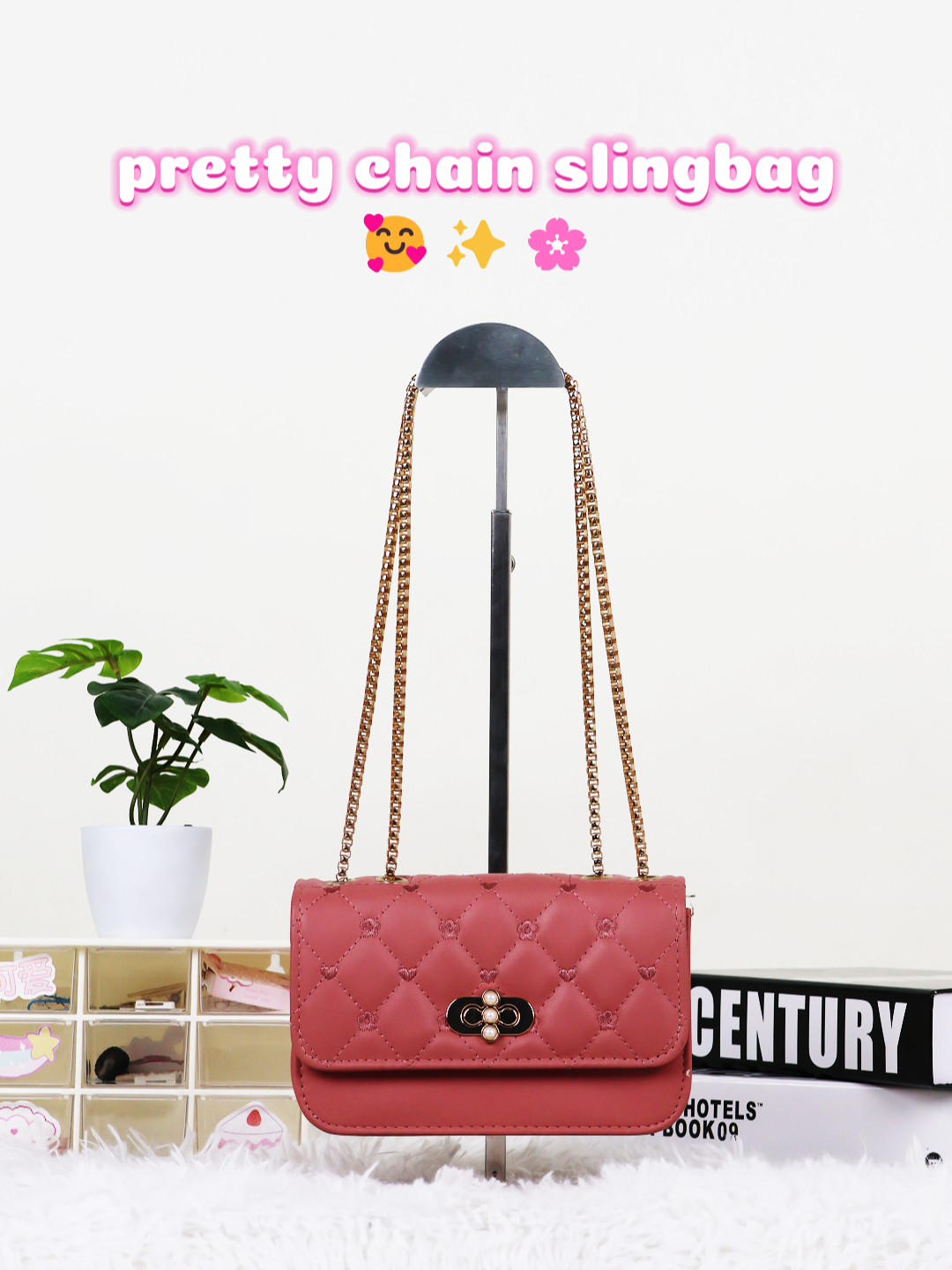 Hands-free, hassle-free. get this pretty chain slingbag on the yellow basket girlies! + free shipping! 🛒👜  #sakurafashionshop🌸 #tiktokfinds #slingbag #shoulderbag #tiktokshop #fashion #leatherbag #trending #womenbag #viralvideo #fyp #TikTokFashion #bagrecommendation #recommendations #engagement #pink #foryoupage❤️❤️