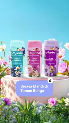 Mandi pakai Marina Brightening Body Wash dengan texture creamy dan busa melimpah, 99,9% antibacterial, bikin kulit lembut dan bersih. Yuk cobain ada 3 varian lhoo, wanginya sesegar di taman bunga.. 💐 #SemakinBersinar 