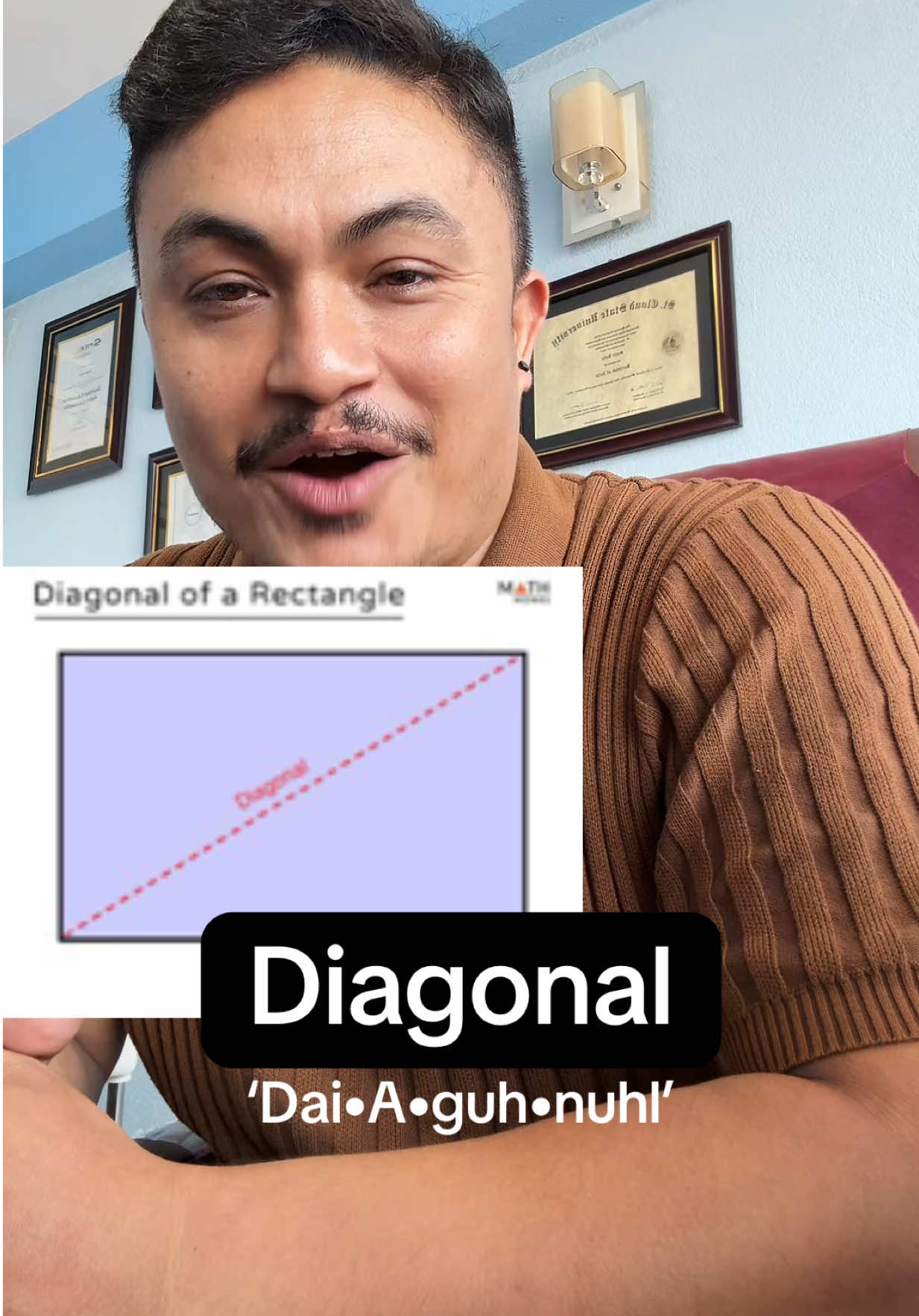 How to pronounce: Diagonal A line goes from one cornor to opposite, eg: in a square or rectangle #english #englishpronunciatione #practiceenglish #Englishspeaking #englishlesson #englishlearning #englishteacher 