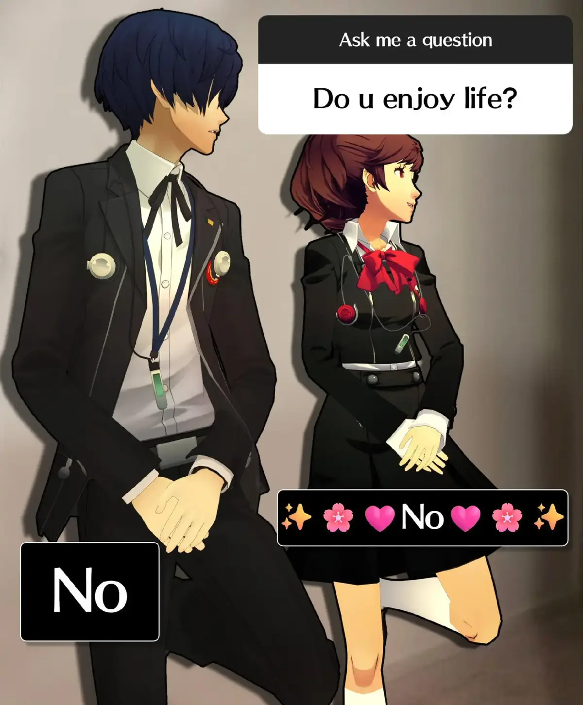 One faced misery in blue, One faced misery in pink. ATLUS GIVE ME MY KOTONE REMAKE OFFICIALLY!! #persona3 #persona3fes #persona3protable #persona3dancing #persona3reload #persona4arena #persona4arenaultimate #personaq #personaq2