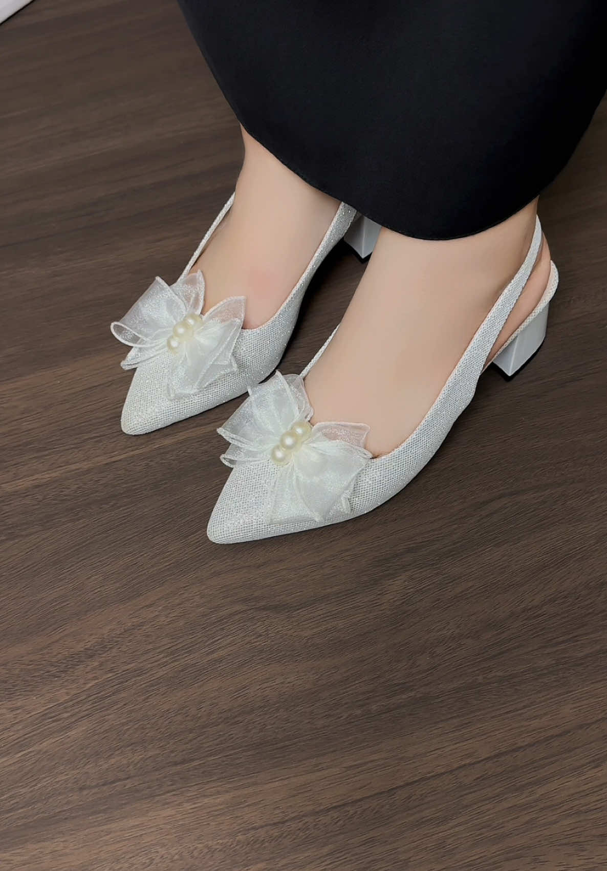 Giày cao gót kim tuyến đính nơ gót cao 5p #giaydep #giaycaogot #giayxinh #guocxinh98 #xuhuong #xybca #fyp #viral 