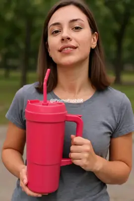 PromoFlashBR Oferta Imperdível: Copo Térmico de 1.2L com Alça e Canudo!