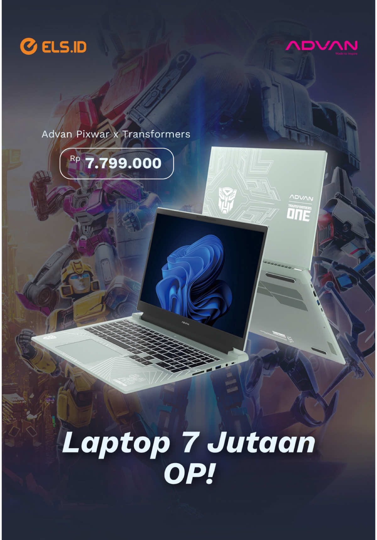 Laptop 7Jutaan yang OVERPOWER🔥  Pixwar Transformer, hasil kolaborasi antara @advanindonesia dan Transformer yang speknya gahar🤩  Available di ELS.ID Pusat Belanja Komputer👋🏻 ————————————- Kunjungi toko kami di kota-kota berikut ini: 📍Yogyakarta Jl. C. Simanjuntak No.38 Jl. Babarsari No.122 📍Semarang Jl. MH Thamrin No.45 📍Purwokerto Jl. Kapten Pierre Tendean No.11 📍Solo Jl. Honggowongso No.1 📍Tegal Jl. AR. Hakim No.128 📍Madiun Jl. Dr. Sutomo No. 76 #elsid #PusatBelanjaKomputer 