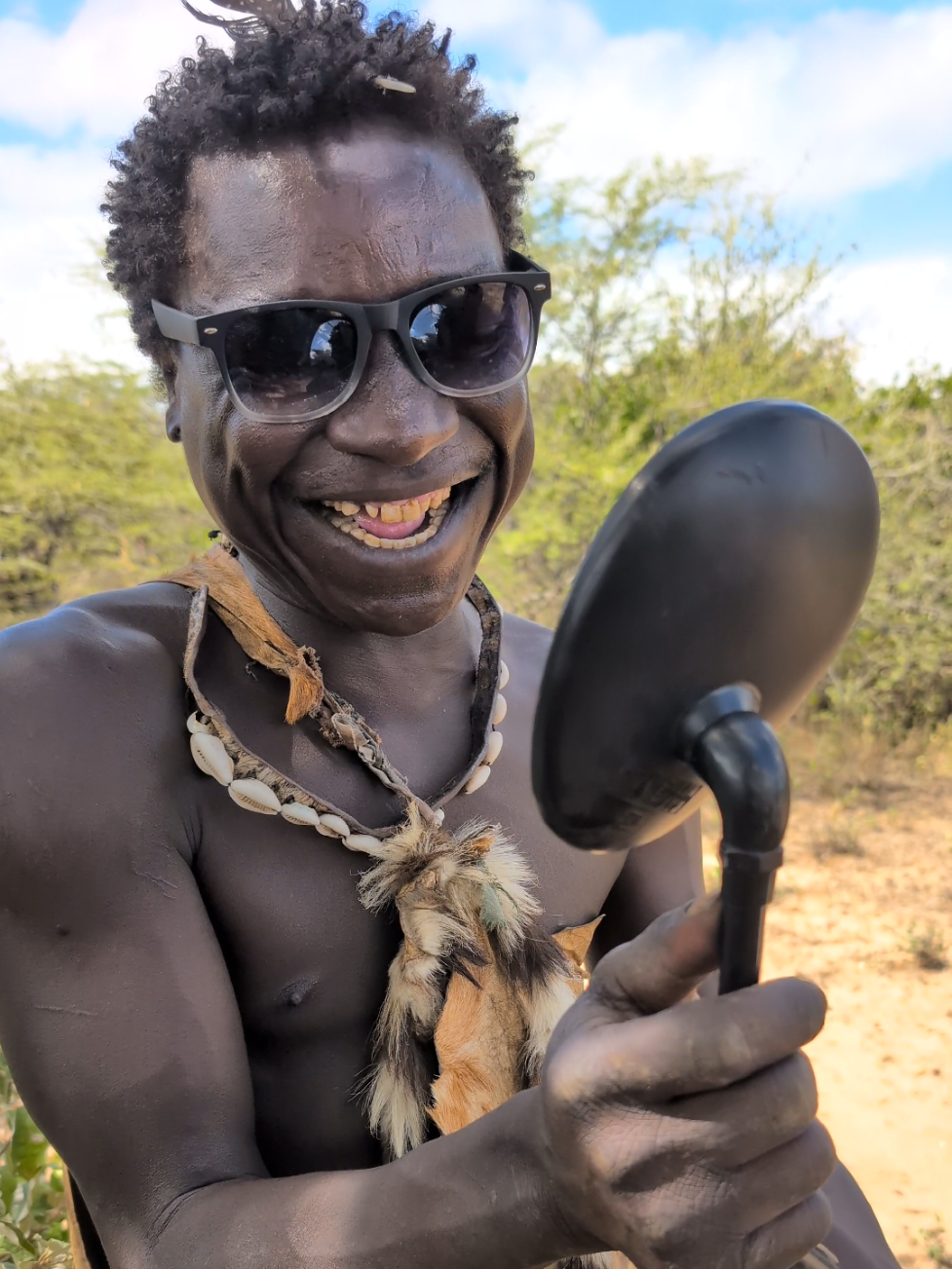 Duduqwe He Said he Looks like Baboon when he wears glasses 🤓 For first Time see himself on mirror 🪞😋😂#AfricanMovies #village #fyp #FoodLover #usa🇺🇸 #villagelife #cooking 