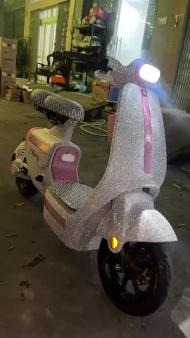 Vc trắng hồng lấp lánh nhưng lại bọc yên dior đen trắng lạ à nha #xedien #xedapdien #xuhuong #xedienvc #blingbling 